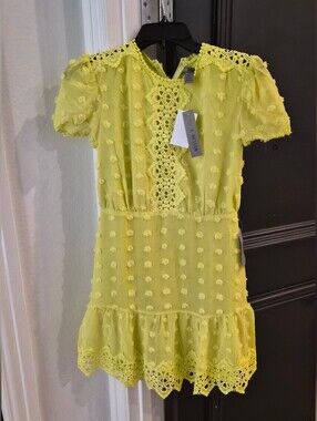 NWT - Love X Design Yellow  Plum Eyelet Mini Dress- XS